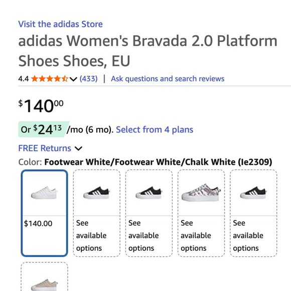 adidas Bravada 2.0 Platform Shoes Lace Up Sneakers Shoe White Women's Size 8.5 - Picture 8 of 9